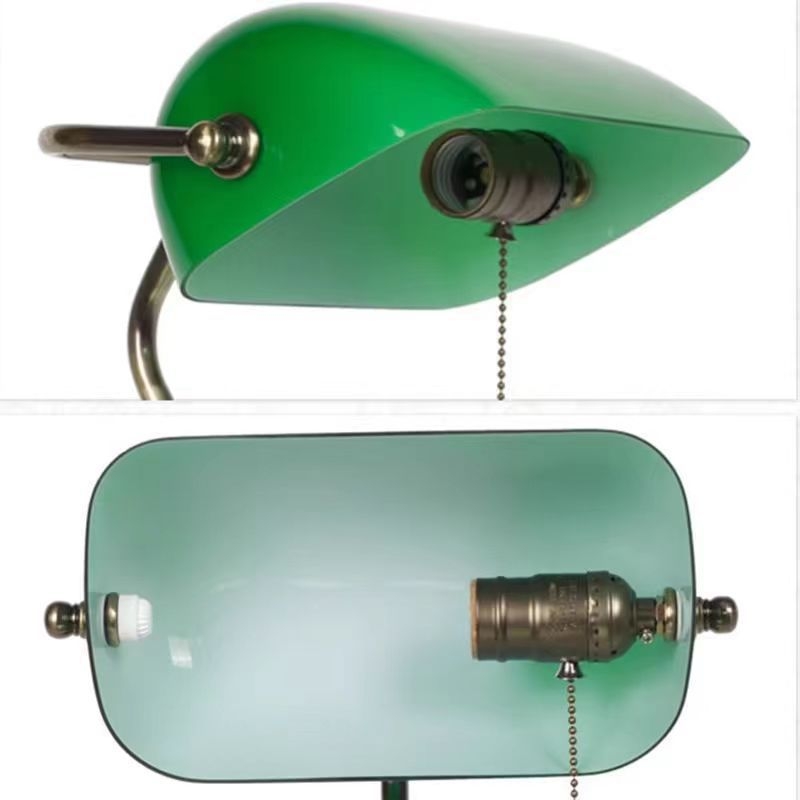 Zeleni stakleni abažur za bankarsku lampu, vintage šangajski stil