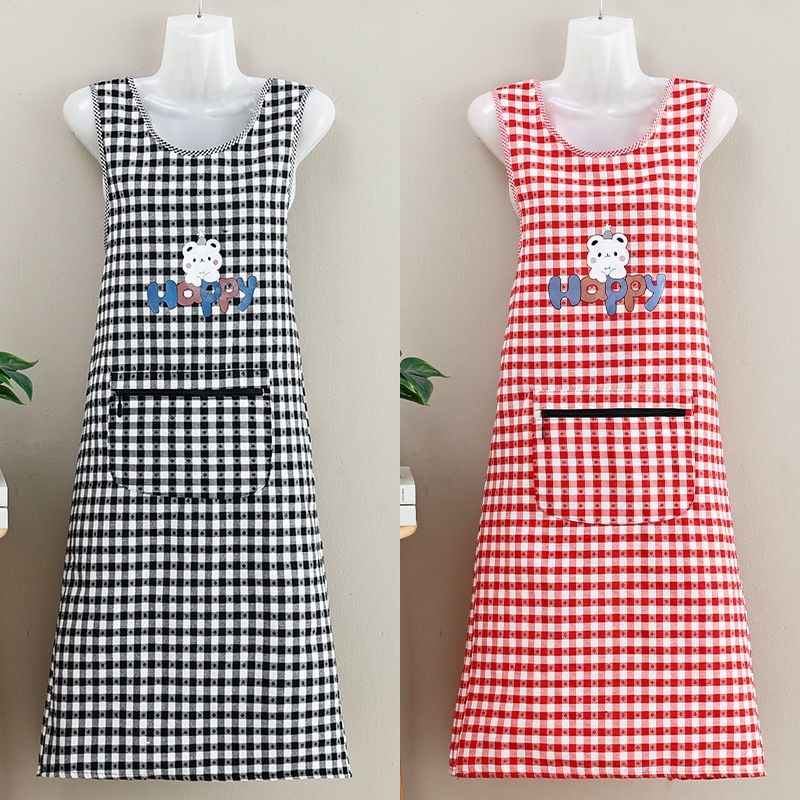 Bezrukavna pregača od pamuka i lana, moderan stil, za kućnu i kuhinjsku upotrebu, otporna na mrlje, prozračna, produžena duljina, višebojni prugasti ili karirani uzorak