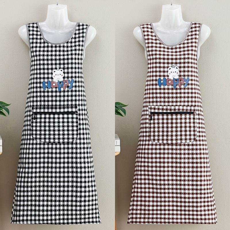 Bezrukavna pregača od pamuka i lana, moderan stil, za kućnu i kuhinjsku upotrebu, otporna na mrlje, prozračna, produžena duljina, višebojni prugasti ili karirani uzorak