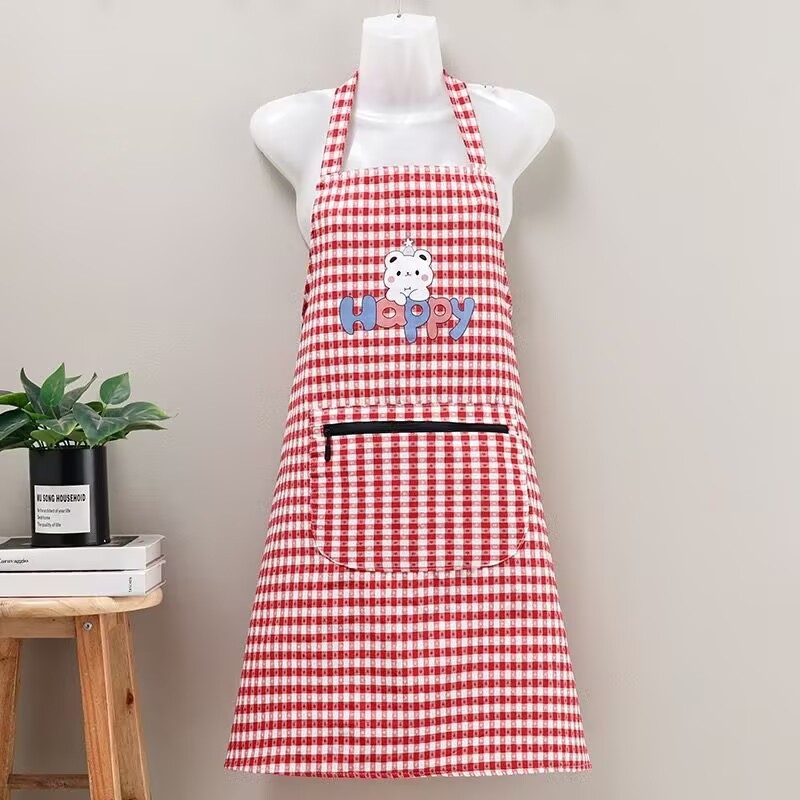 Pregača za kuhinju, ljetna, lagana mješavina pamuka i lana, zapadni stil, prugasti ili karirani uzorak, otporna na mrlje i habanje, moderni minimalistički dizajn, boje: crvena, crna, bordo, kafa