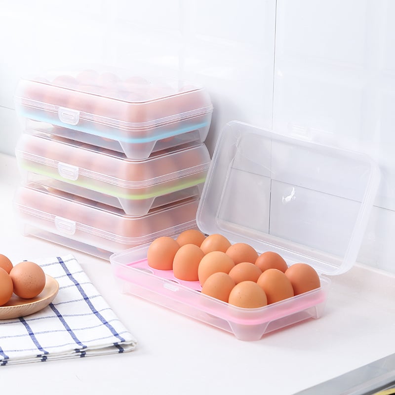 Kuhinjska kutija za jaja s 15 pretinaca, s poklopcem, prijenosna plastična posuda za jaja za piknik