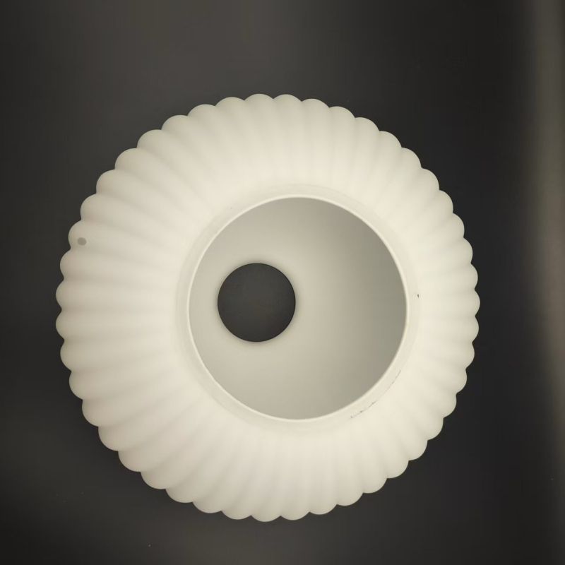 Stakleni plosnati abažur za viseću lampu, prugasti dizajn, mliječno bijeli, E27, vintage kineski stil, visina podesiva, DIY modifikacija