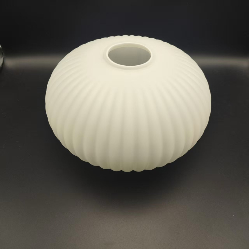 Stakleni plosnati abažur za viseću lampu, prugasti dizajn, mliječno bijeli, E27, vintage kineski stil, visina podesiva, DIY modifikacija