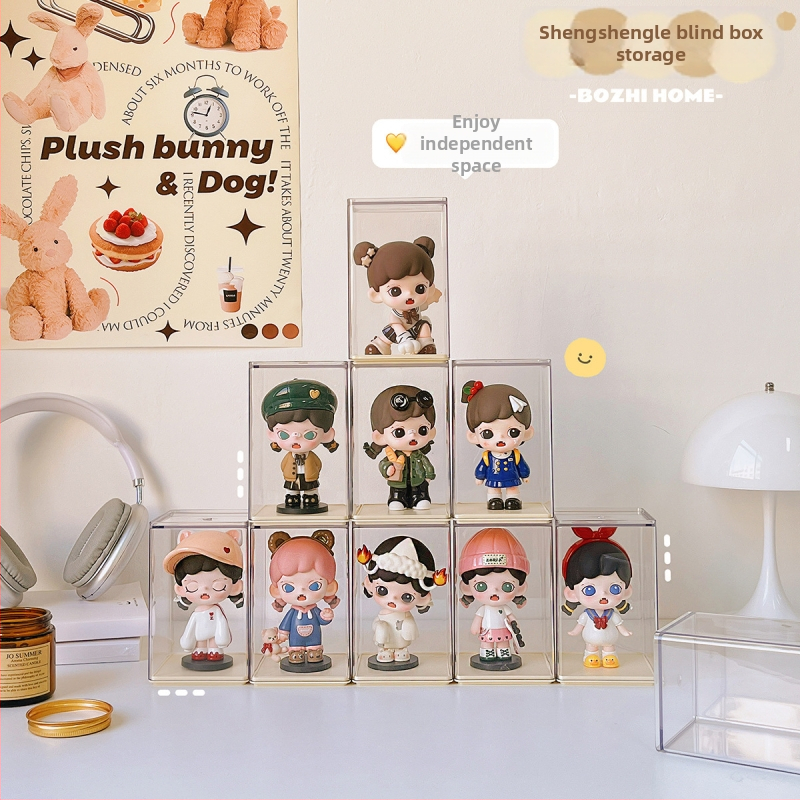 Prozirna akrilna kutija za izlaganje jedne figurice Blind Box, Bubble Mart stil, otporna na prašinu