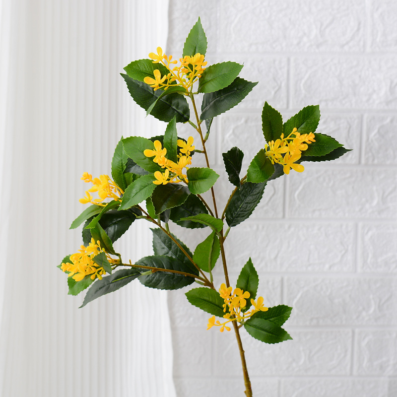 Jedna grana umjetnog lišća Osmanthus za kućnu dekoraciju
