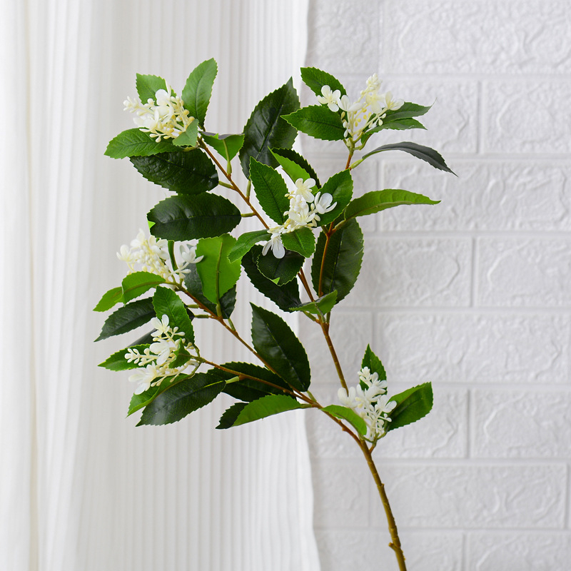 Jedna grana umjetnog lišća Osmanthus za kućnu dekoraciju