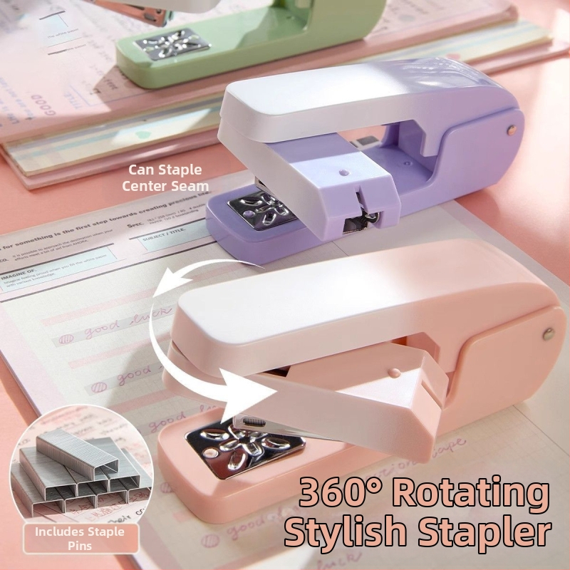 360° rotirajući studentski višenamjenski stapler, stapler koji štedi snagu, srednje veličine uredski stapler s naljepnicama