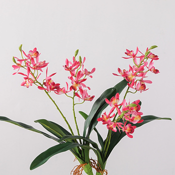 Umjetna Phalaenopsis orhideja, dvije grane i lišće, dekor za dnevni boravak u milanskom novokineskom stilu