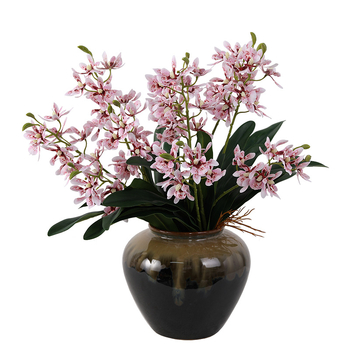 Umjetna Phalaenopsis orhideja, dvije grane i lišće, dekor za dnevni boravak u milanskom novokineskom stilu