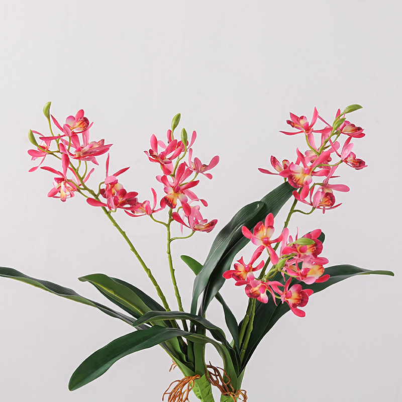 Umjetna Phalaenopsis orhideja, dvije grane i lišće, dekor za dnevni boravak u milanskom novokineskom stilu