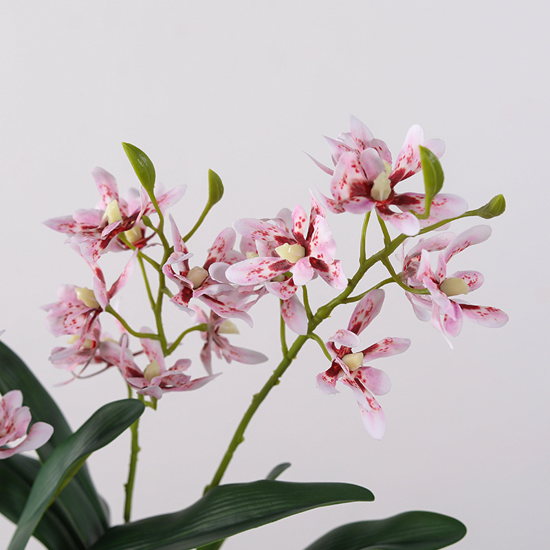 Umjetna Phalaenopsis orhideja, dvije grane i lišće, dekor za dnevni boravak u milanskom novokineskom stilu
