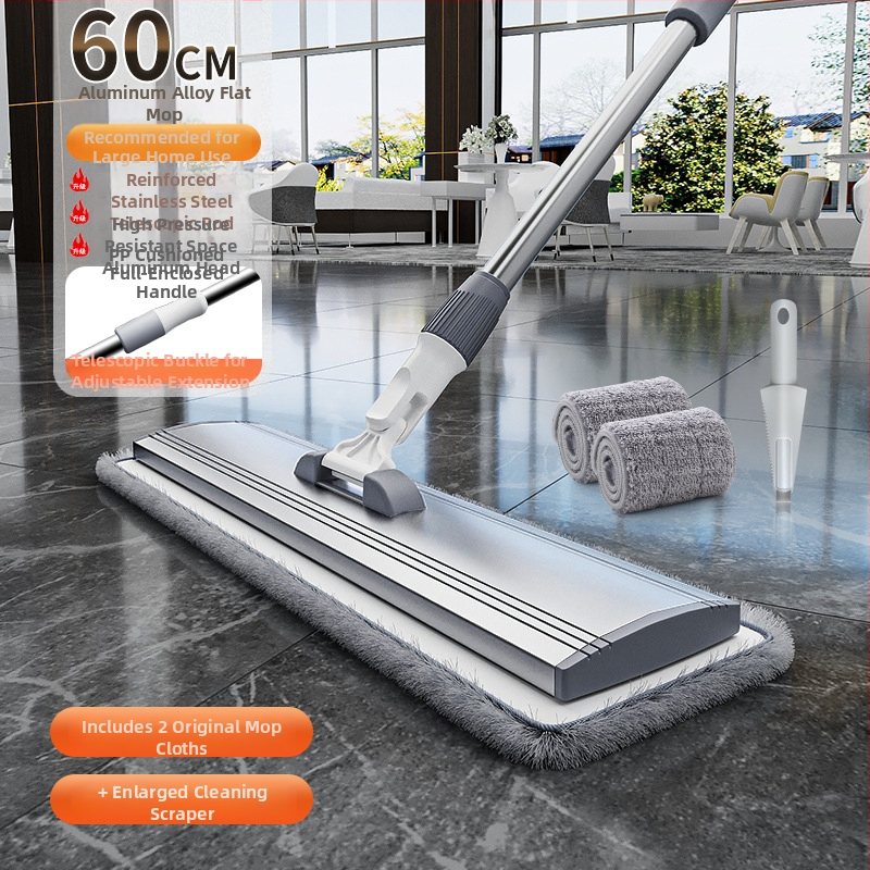 Plošni mop od aluminijskog legura s mikrofiberom, Velcro tipom, za mokro čišćenje velikih površina.
