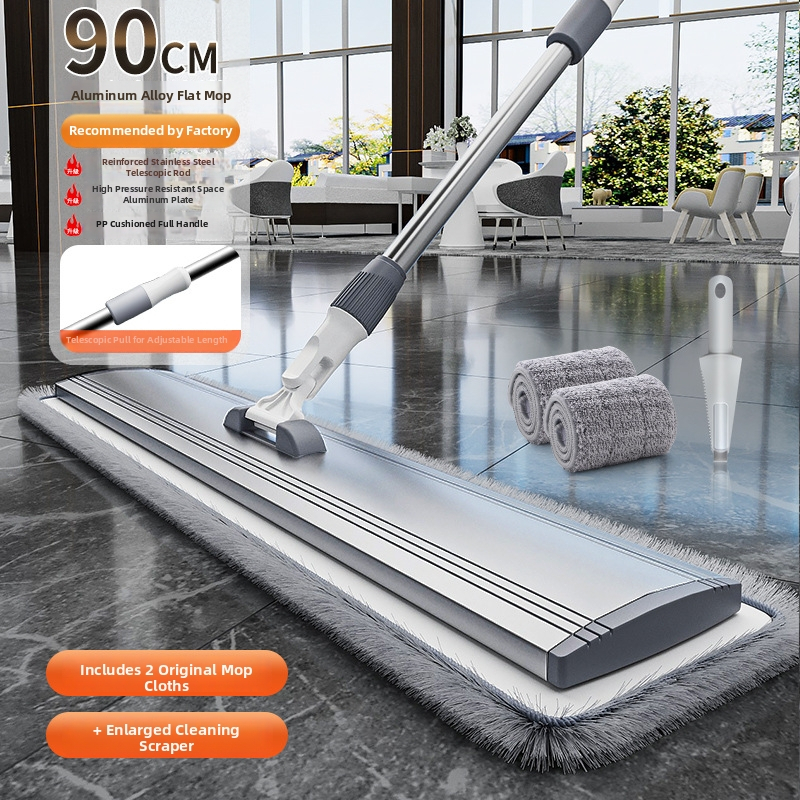 Plošni mop od aluminijskog legura s mikrofiberom, Velcro tipom, za mokro čišćenje velikih površina.