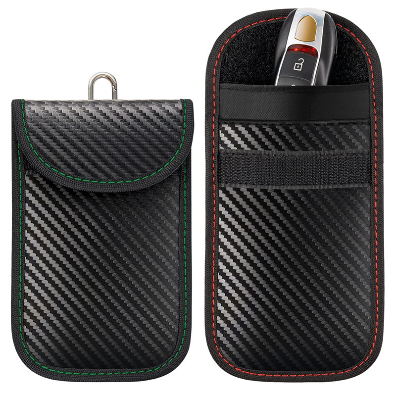Set futrola za automobil ključ od karbonskih vlakana s RFID zaštitom, crveno-zelena