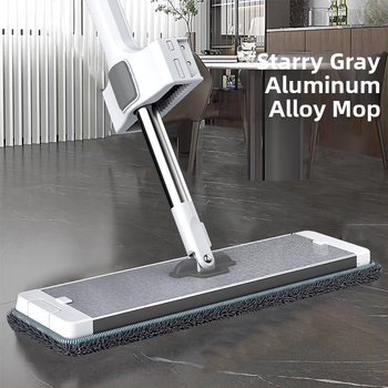 Meierya Novi ravni mop od aluminijske legure, boja zvjezdasto siva, za kućnu uporabu, suho i mokro čišćenje