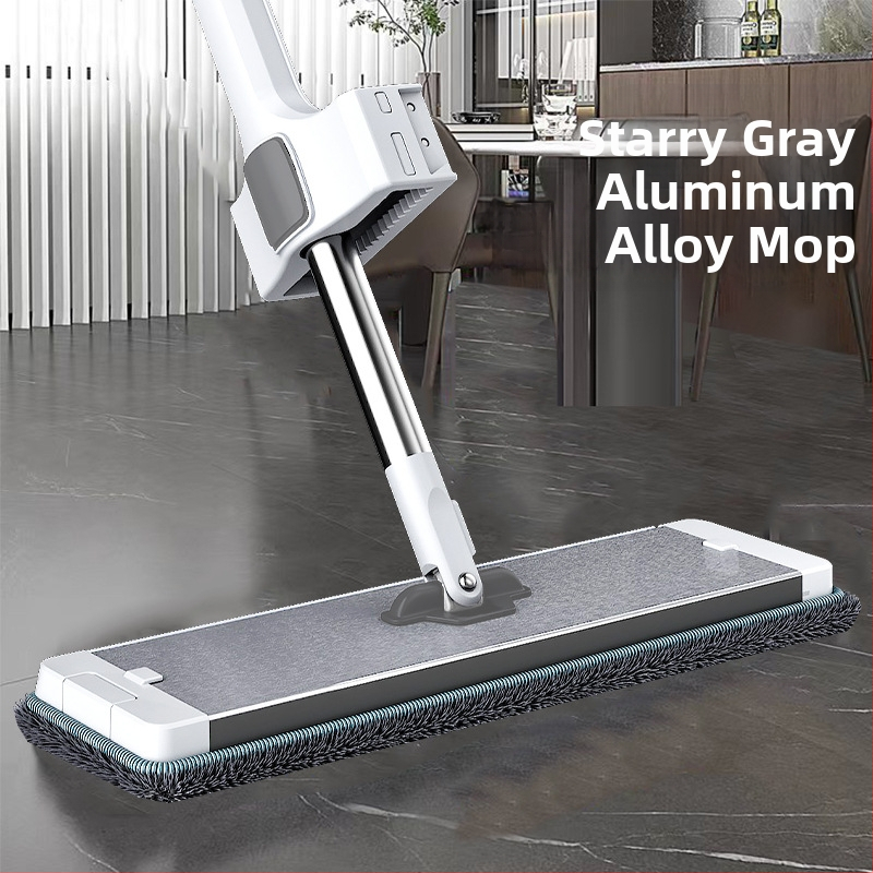 Meierya Novi ravni mop od aluminijske legure, boja zvjezdasto siva, za kućnu uporabu, suho i mokro čišćenje