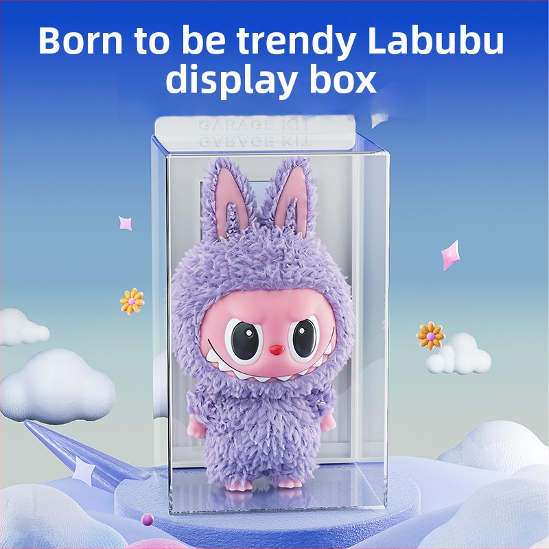 Labubu akril kutija za izlaganje za Blind Box figure, visoka prozirnost, složiva, kapacitet 2 L