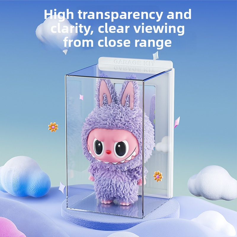 Labubu akril kutija za izlaganje za Blind Box figure, visoka prozirnost, složiva, kapacitet 2 L
