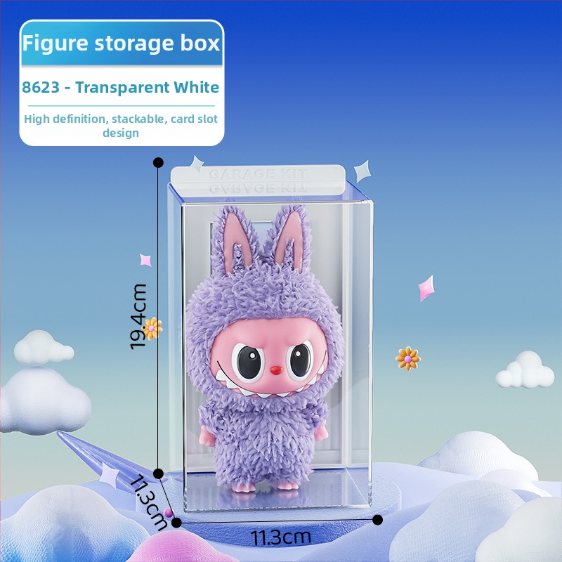 Labubu akril kutija za izlaganje za Blind Box figure, visoka prozirnost, složiva, kapacitet 2 L