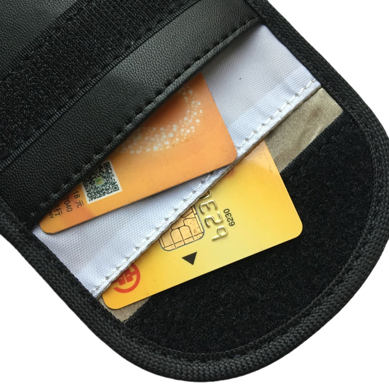 Ključevnica s RFID zaštitom, protiv krađe i anti-demagnetizacijom, za automobil ključe, PU koža, crna, s kukom i kopčom, kartom pristupa