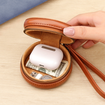 Prilagođeni okrugli novčanik sa zatvaračem od PU kože, unisex retro organizator alata