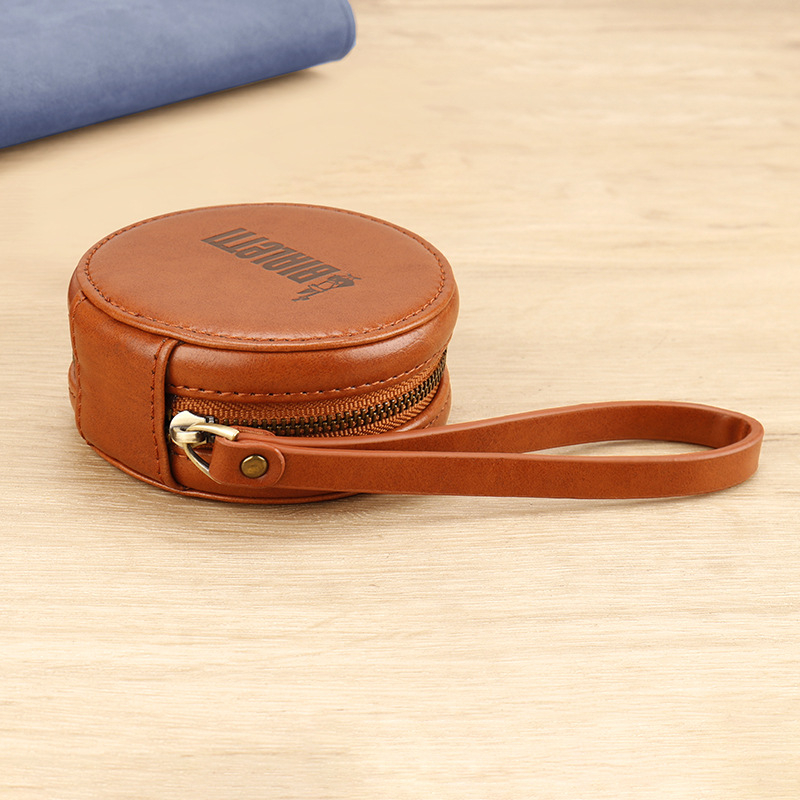 Prilagođeni okrugli novčanik sa zatvaračem od PU kože, unisex retro organizator alata