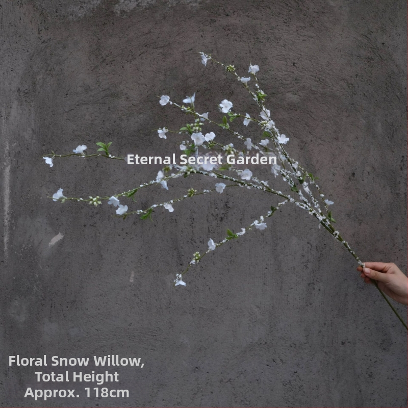 Umjetne grane Snow Willow, Dragon Willow i Silver Willow s hodvábnim cvijećem za rekvizite za fotografiju i svadbenu dekoraciju