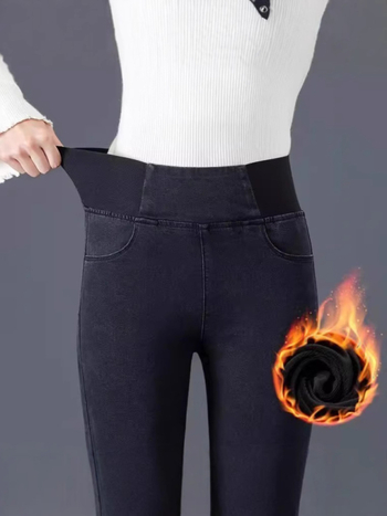 Γυναικείες τζιν με ψηλό μέσο, ελαστικές, plus size, στενή εφαρμογή, φθινόπωρο 2024