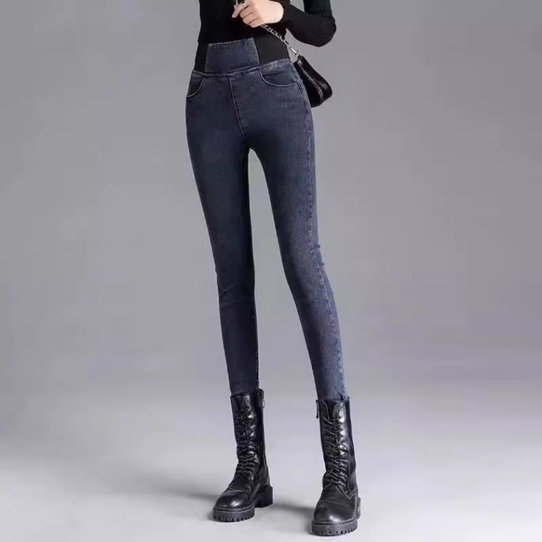 Γυναικείες τζιν με ψηλό μέσο, ελαστικές, plus size, στενή εφαρμογή, φθινόπωρο 2024