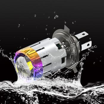 Far LED pentru autoturisme și motociclete, alb-galben dual, prindere cu trei gheare, compatibil H4/BA20D(H6), lentilă mare