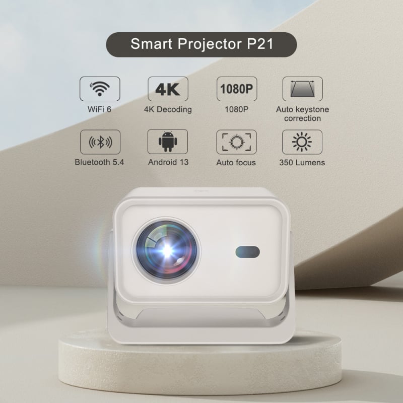 2025 P21 προβολέας με αυτόματο εστιασμό και PTZ, 1080p για οικιακό κινηματογράφο και γραφείο