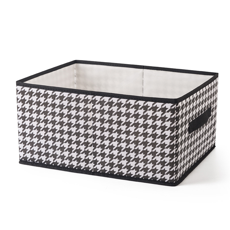 Crna kutija za skladištenje s uzorkom houndstooth, sklopiva i periva za kućnu organizaciju