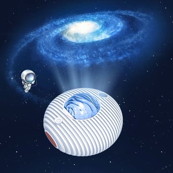 UFO прожекторна лампа с полярно сияние и звезден небосвод, Bluetooth проектор за нощно осветление