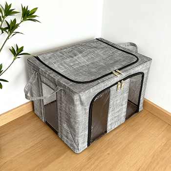 Velika sklopiva kutija za odlaganje odjeće od netkanog materijala, garderobni organizator, prilagodljiv, kapacitet 60–70 L, japanskog stila dizajn; dimenzije: 24 L (40×30×20 cm), 66 L (50×40×33 cm), 100 L (60×42×40 cm)