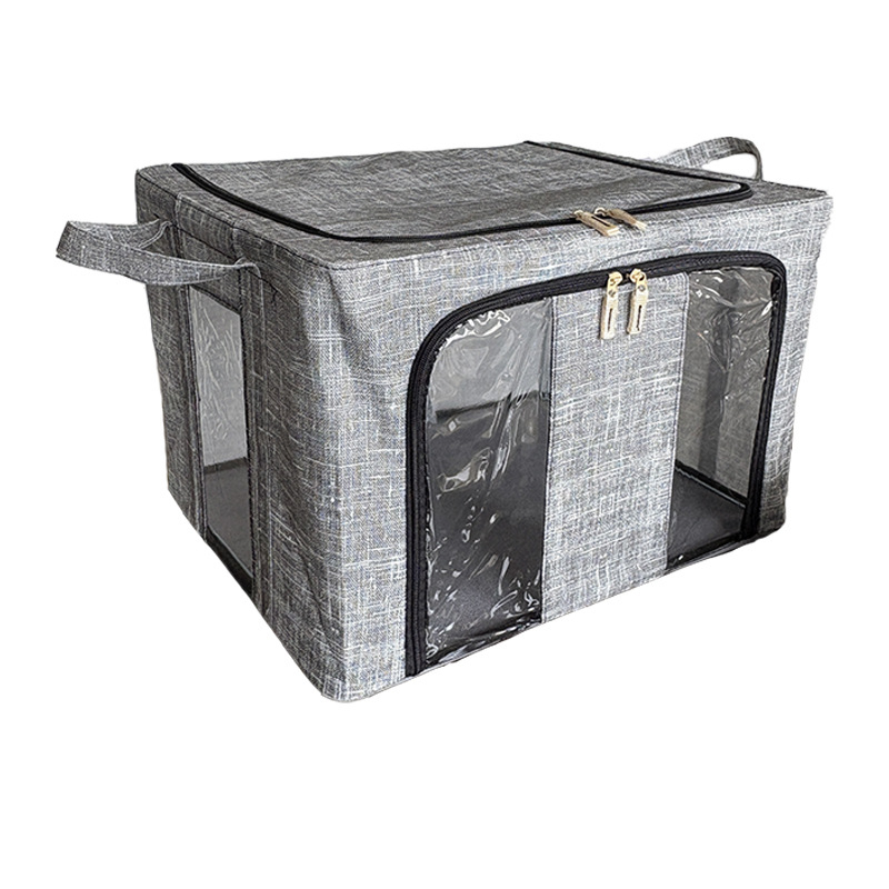 Velika sklopiva kutija za odlaganje odjeće od netkanog materijala, garderobni organizator, prilagodljiv, kapacitet 60–70 L, japanskog stila dizajn; dimenzije: 24 L (40×30×20 cm), 66 L (50×40×33 cm), 100 L (60×42×40 cm)