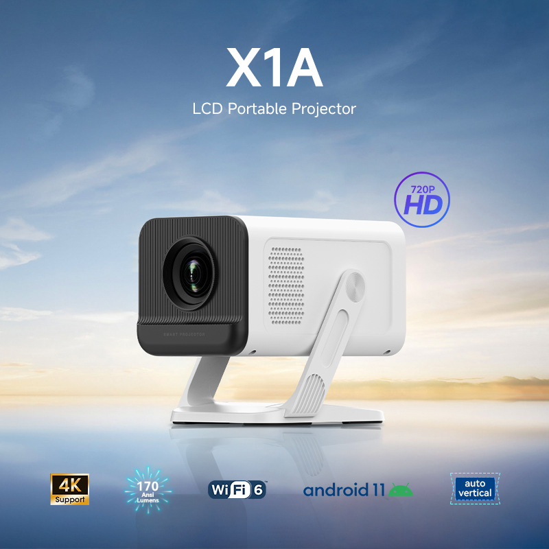 X1AQ prijenosni projektor s Allwinner H713, rezolucija 1280x720, jas 150 ANSI lumena, projekcijski raspon 40–100 inča