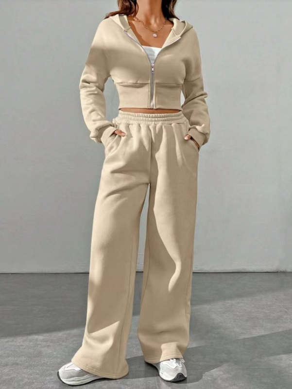 Ženski jesensko-zimski dvodjelni set: udoban sportski sweatshirt i hlače, poliester