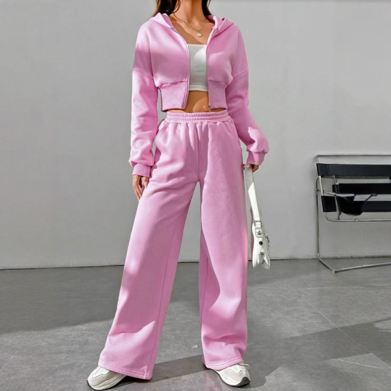 Ženski jesensko-zimski dvodjelni set: udoban sportski sweatshirt i hlače, poliester