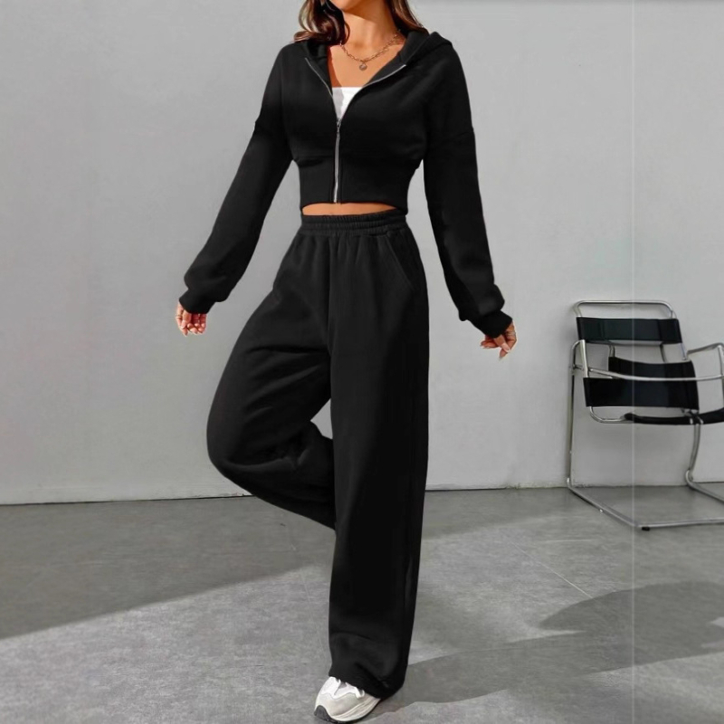 Ženski jesensko-zimski dvodjelni set: udoban sportski sweatshirt i hlače, poliester