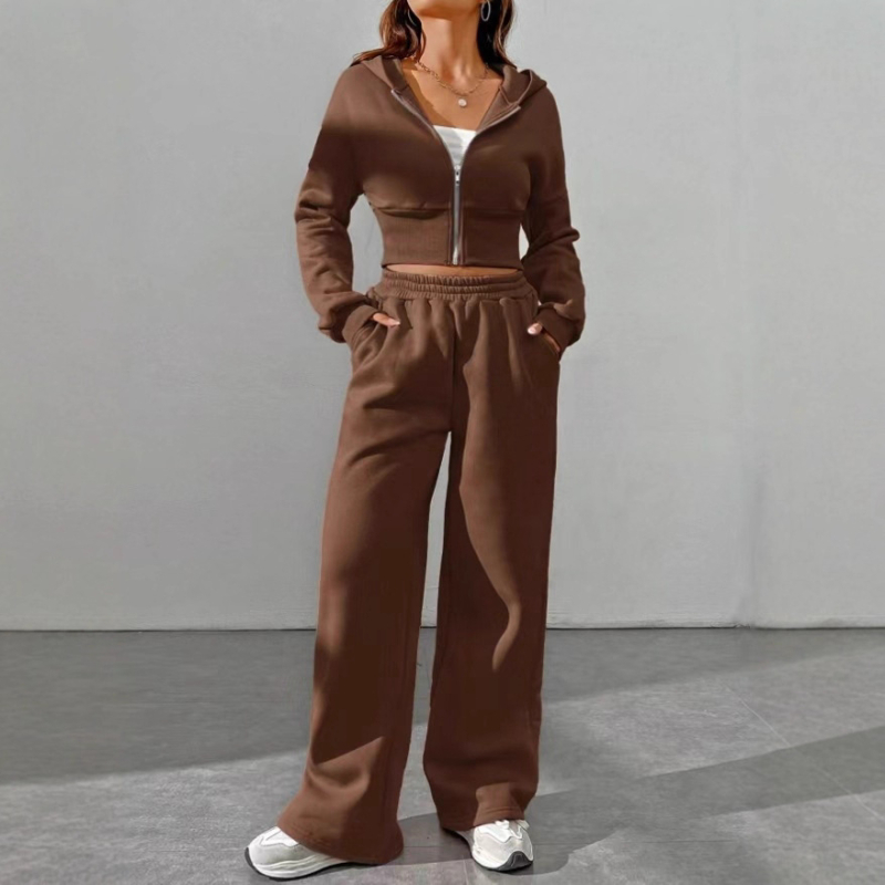 Ženski jesensko-zimski dvodjelni set: udoban sportski sweatshirt i hlače, poliester