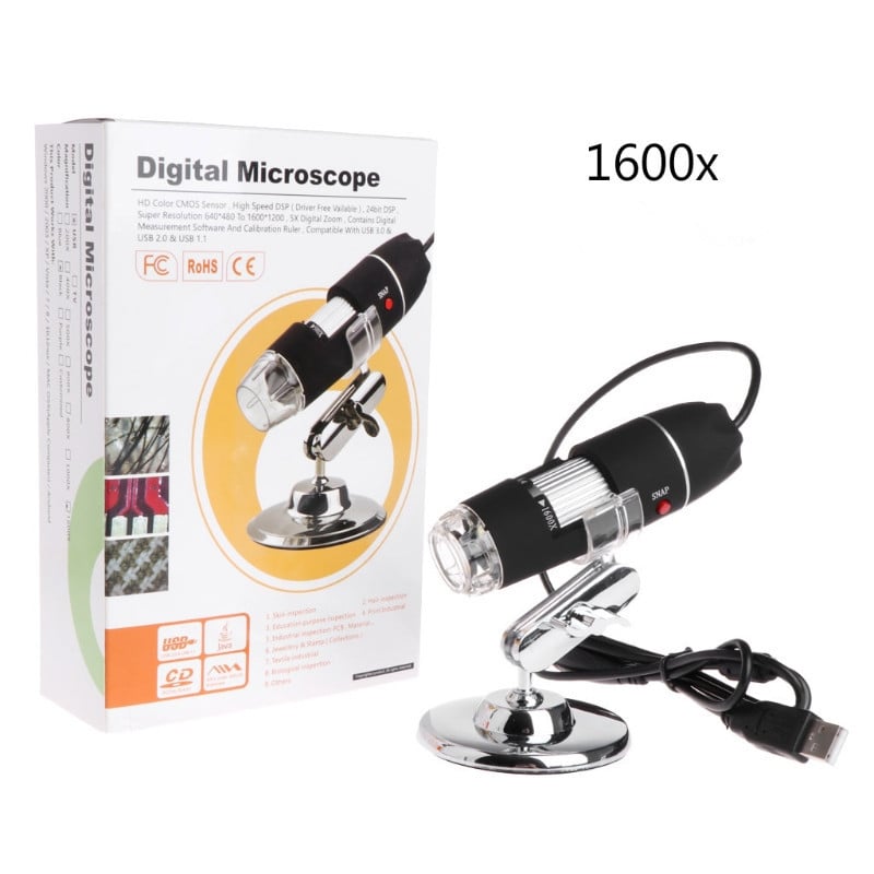 HD USB digitalni mikroskop, prenosni 1600x – 3-u-1 povećalo s 8 LED dioda