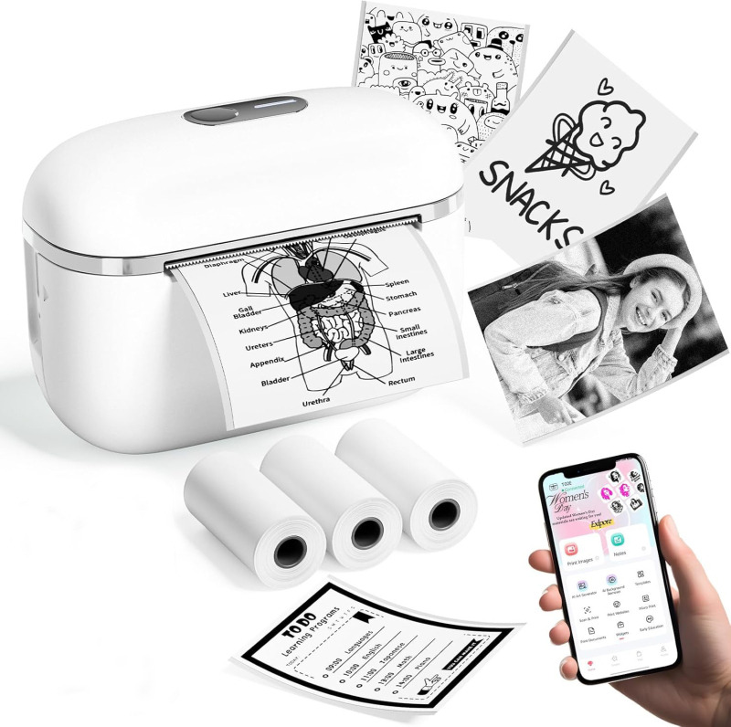 Phomemo T02E Ultra mini termalni pisač – Prijenosni pisač za fotografije, 48 mm