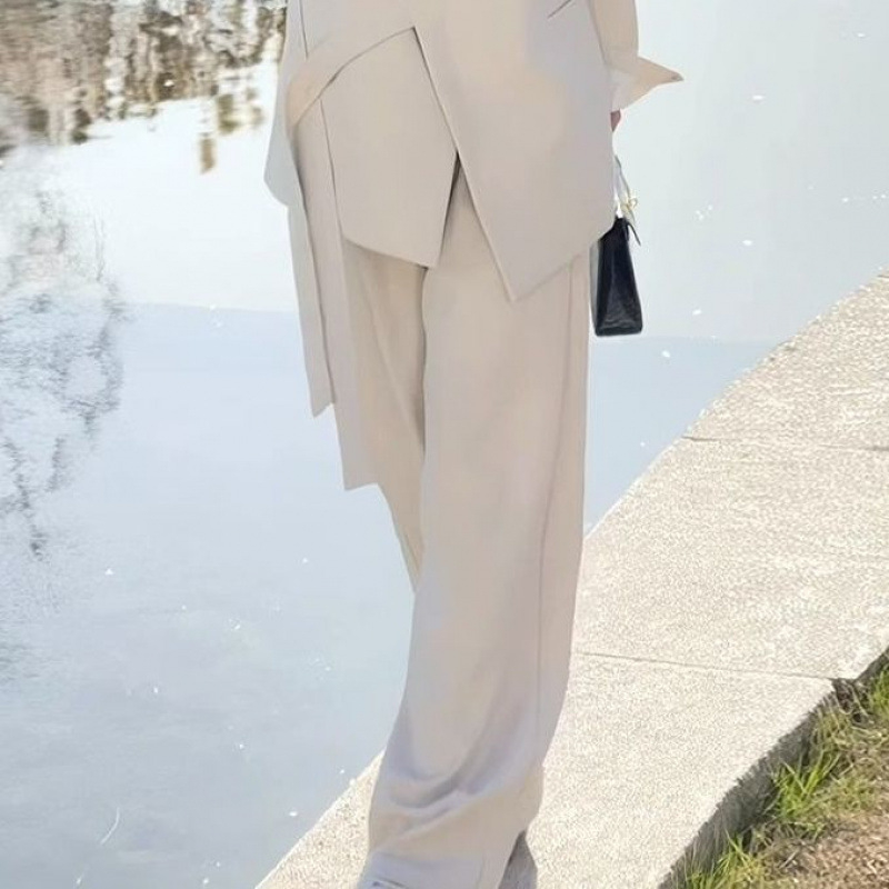 Modni ženski elegantni profesionalni kostim set: sako i široke hlače, 2026 proljeće–jesen