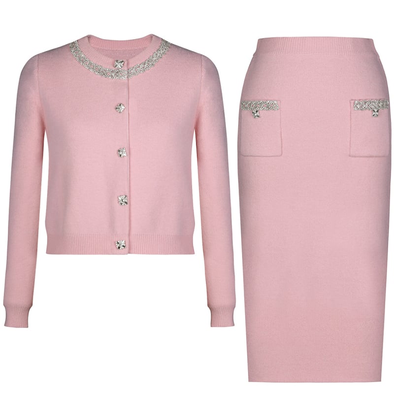 Chanel stil pleteni top i sako, set sa suknjom