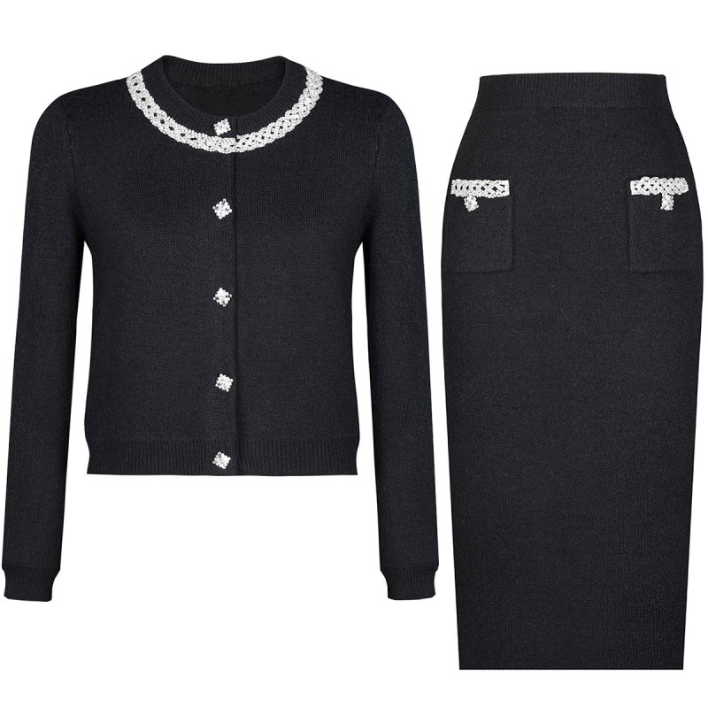 Chanel stil pleteni top i sako, set sa suknjom