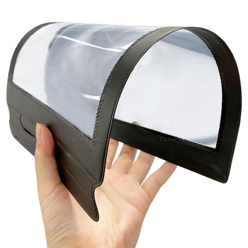 A4 lupa s crnim rubom od PVC kože, prijenosna, ultra-tanka, 3× povećanje, 305×195 mm, za čitanje kartica i knjiga
