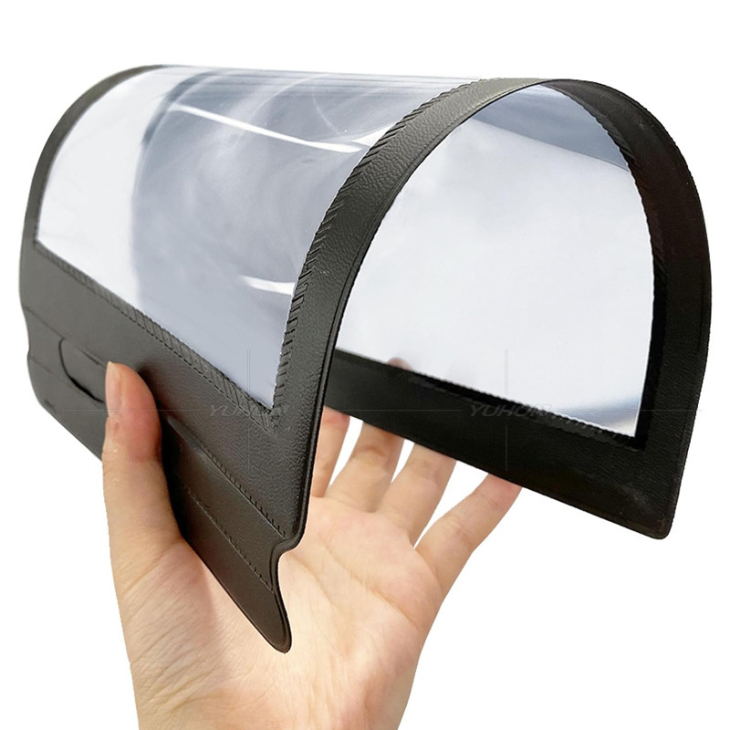 A4 lupa s crnim rubom od PVC kože, prijenosna, ultra-tanka, 3× povećanje, 305×195 mm, za čitanje kartica i knjiga