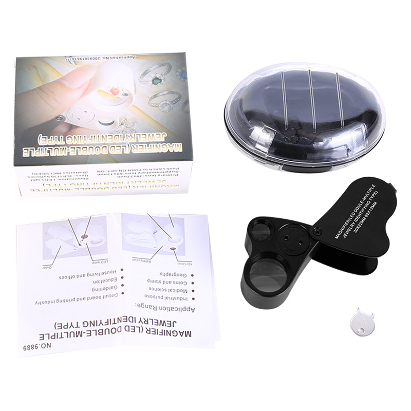 Prijenosna LED osvijetljena lupa, povećanje 30x-60x, za nakit, antikvitete, keramiku i kolekcionarstvo, identifikacija i procjena te popravak tiskanih ploča