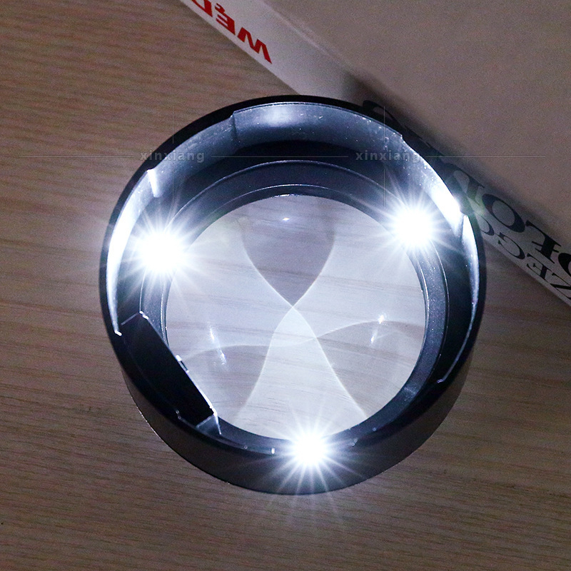 Nova cilindrična povećala 5x sa 3 LED svjetla, leća od K9 optičkog stakla, lupa za čitanje, stolni ukrasni predmet, ogledalo