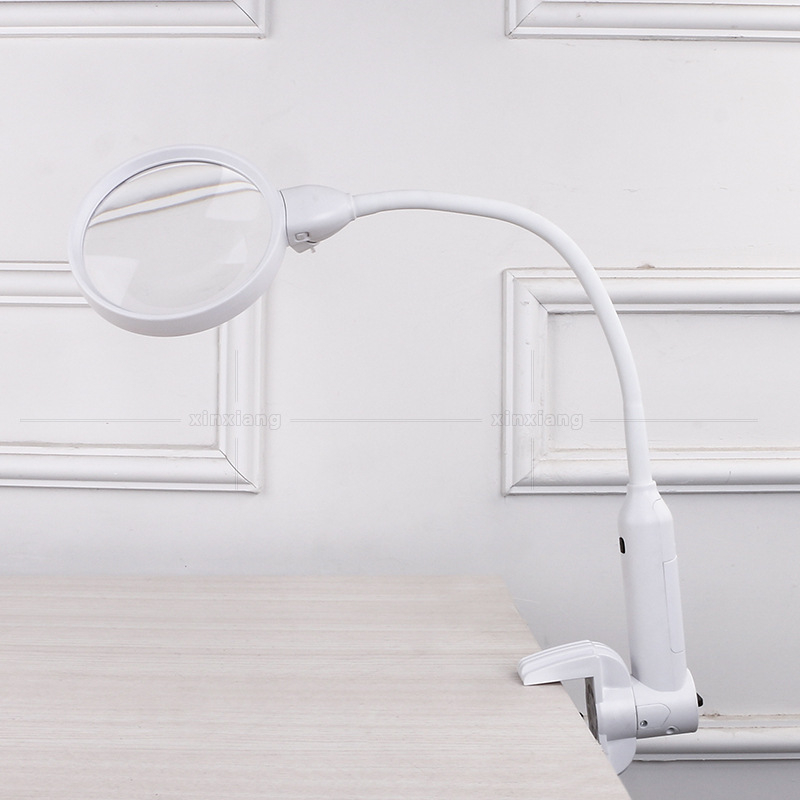 Stolna lupa s klipom i zamjenjivom lećom od 120 mm, 6 LED za čitanje i popravke